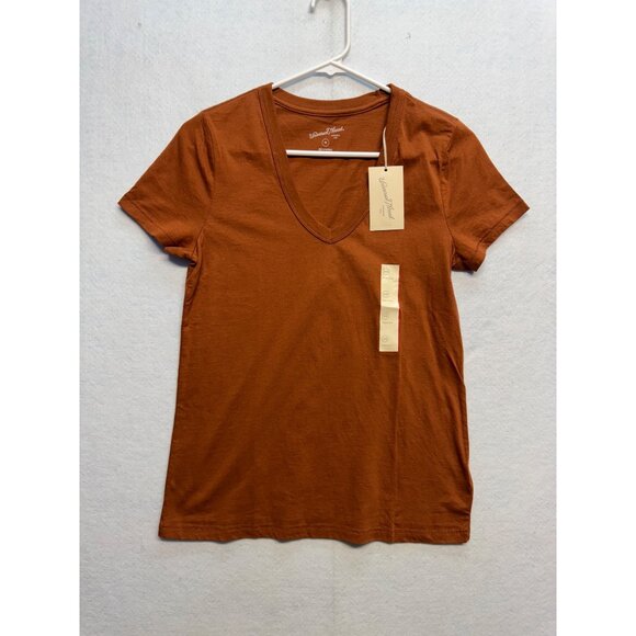 Universal Thread Rust Orange Short Sleeve V-Neck Womens T-Shirt XS - Picture 1 of 5